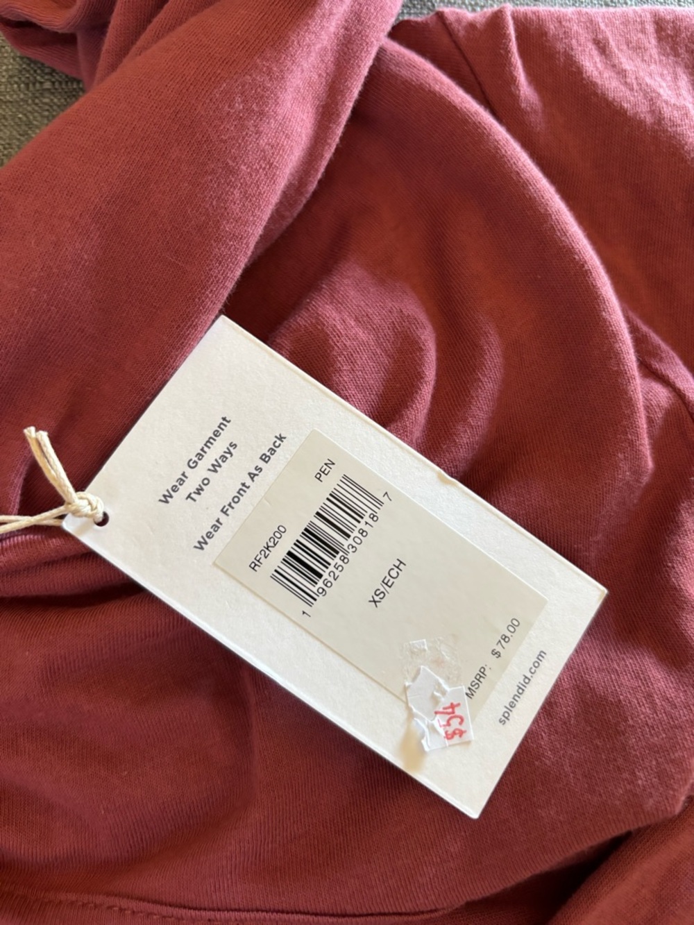 Splendid Long Sleeve Scoop Neck Top - Dusty Rose - Picture 3 of 9